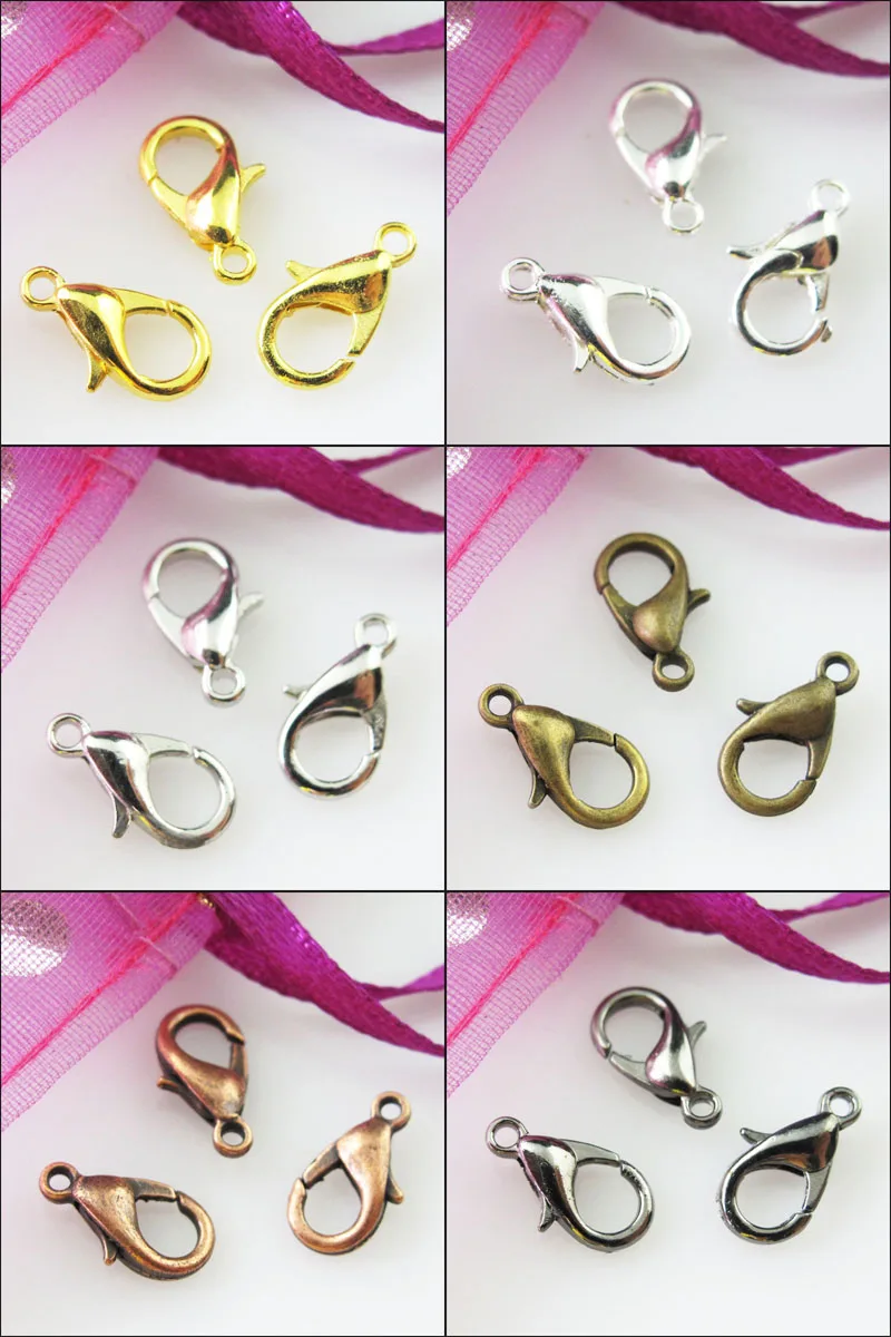 30 шт. застежки карабины позолоченные серебряные бронзовые медные черные 9x16