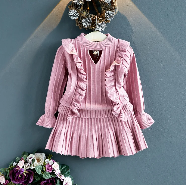 Детская одежда комплект для девочек на осень и зиму новая Корейская вязаная юбка