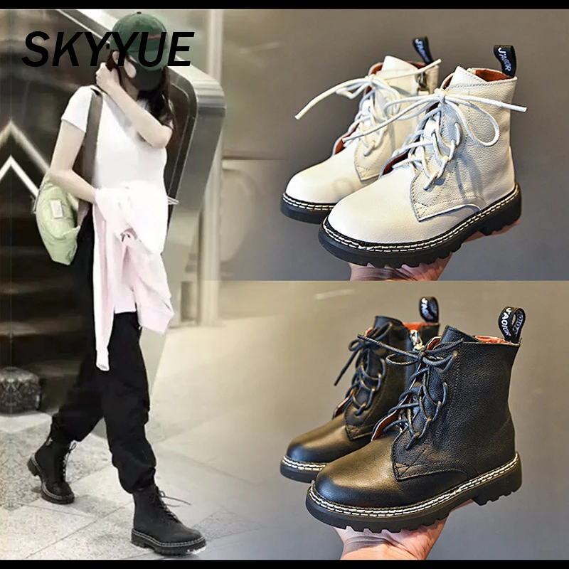 Осенние детские Ботинки Martin ботильоны для мальчиков кожаные ботинки маленьких