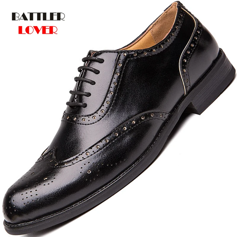 

Men Leather Summer Casual Lace Up Oxfords Man Dress Shoes Soft Breathable Brogue Office Business Shoes for Male Falts Footwear