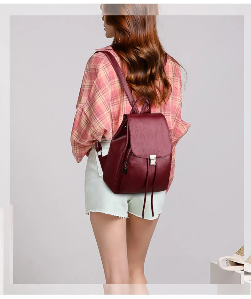Women Backpack Girl Female Shoulder Bag For Ladies Luxury Designer Soft Leather Bag School Bag High Quality