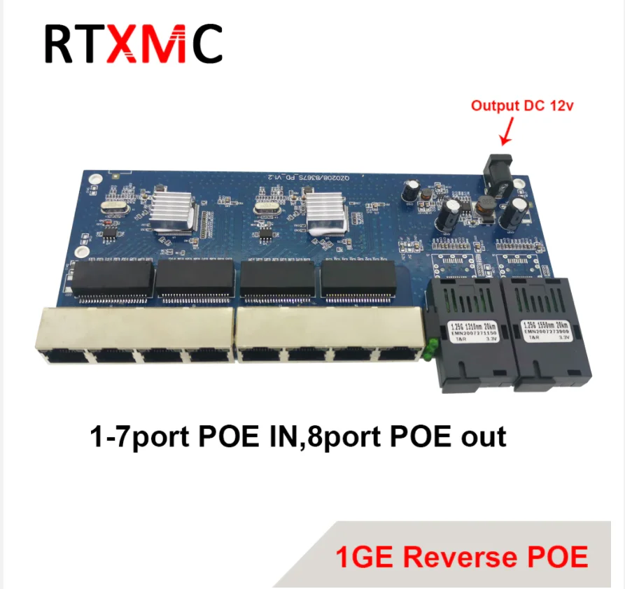 Обратное POE Питание переключатель 10/100/1000M гигабитный Ethernet волоконно-оптический