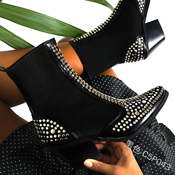 

in women's autumn and winter boots 2021 sexy pointed New style denim style rivet tight short boots