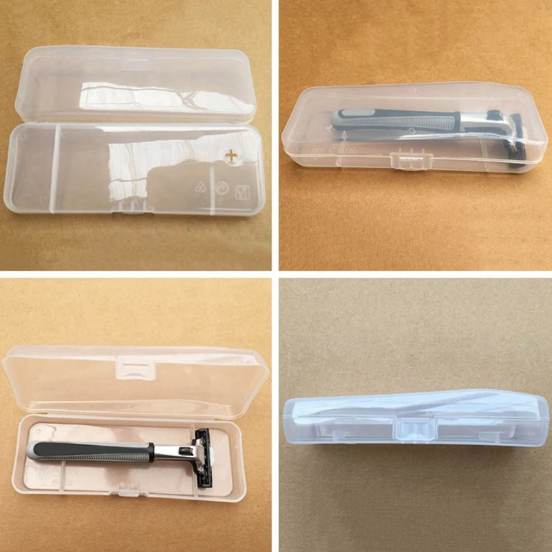 

1 Pcs Travel Double Edge Razor Storage Box Men Shaver Case Razor Accessories Transparent Razor Holder Storage Travel Plastic Cas