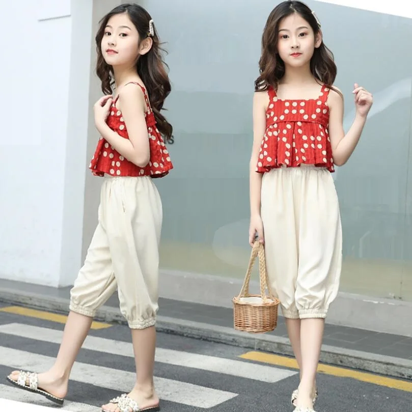 Комплект летней одежды для девочек и комплект из 2 предметов: топ на бретелях в