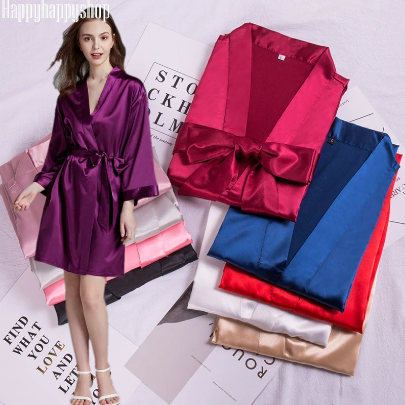 Роскошные женские пижамы с длинным рукавом атласные халаты ночная рубашка