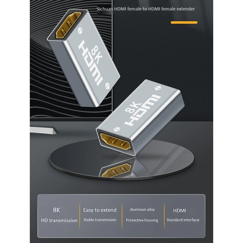 

HDMI Female to HDMI Female Adapter 7680X4320 8K HD Transmission, Extended Transmission Stable Signal, Wide Compatibility