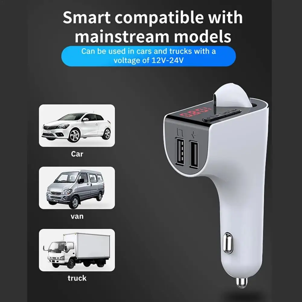FM-трансмиттер автомобильный с поддержкой Bluetooth 5 0 и 2-мя USB-портами - купить по