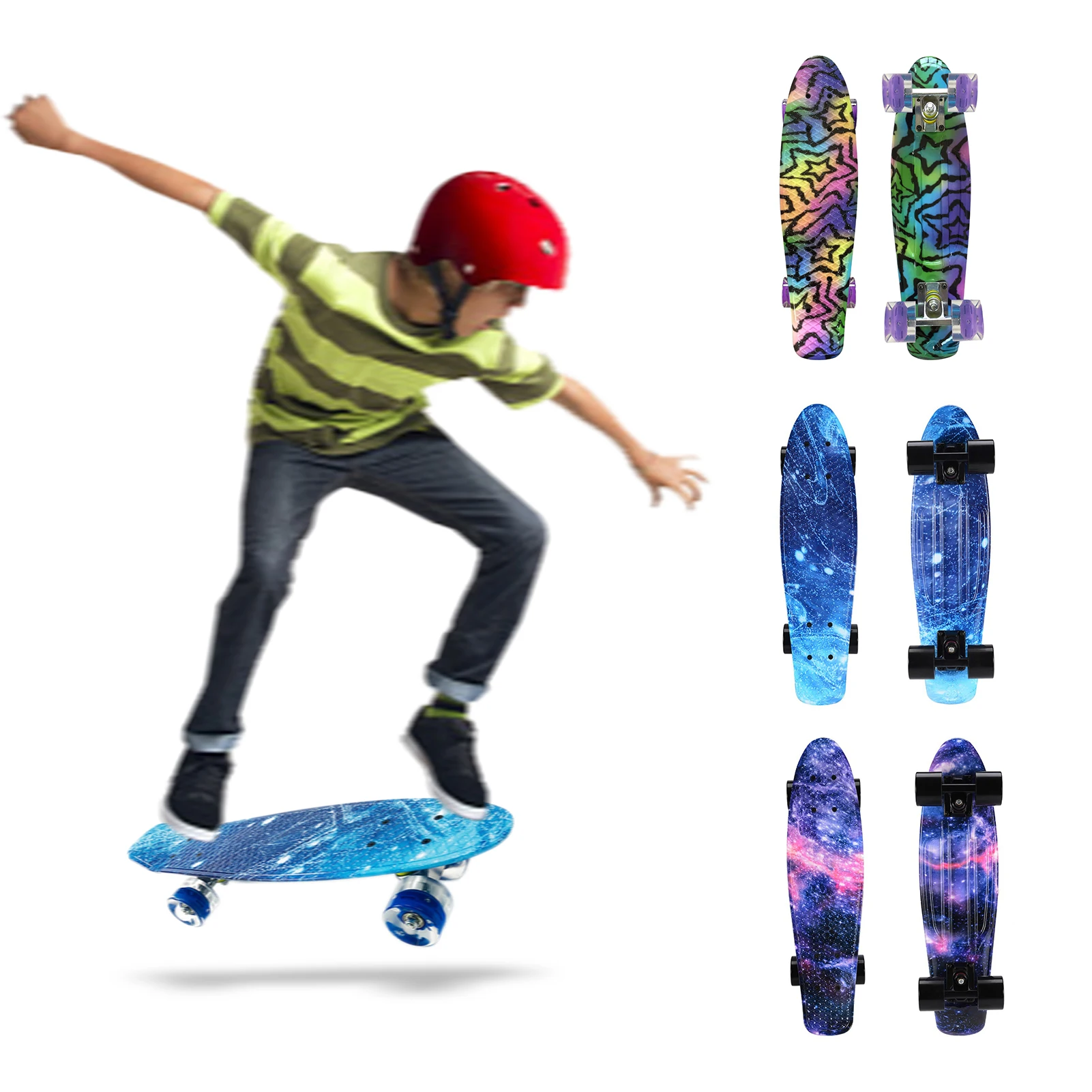 

22'' Skateboard with Colored LED Wheels Flashing Wheels Skateboard for For Children Boys and Girls Non-slip Scooters Skate Board