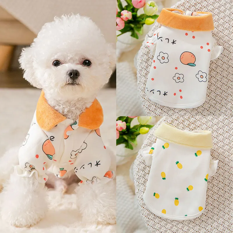 

Winter Cute Sweet Fruit Pineapple Printing Dog Hoodie Coat Comfortable For Small Medium Dogs Pets Clothing Puppy Dog Sweatshirt