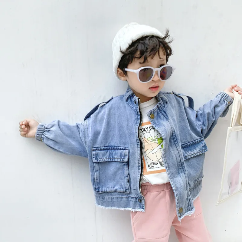 

DFXD Toddler Denim Jacket For Boys Casual Cardigan Coats Children Clothing Spring Baby Clothes Outerwear Loose Jean Jackets Coat