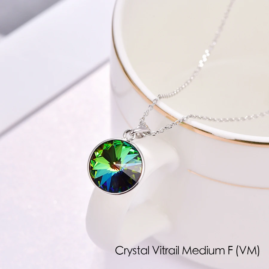 Ожерелье с кристаллами Swarovski, новая мода, круглый камень Bella RIVOLI, ожерелье с кулоном для женщин, элегантные вечерние ювелирные изделия на свадьбу - Окраска металла: CRYSTAL-VM