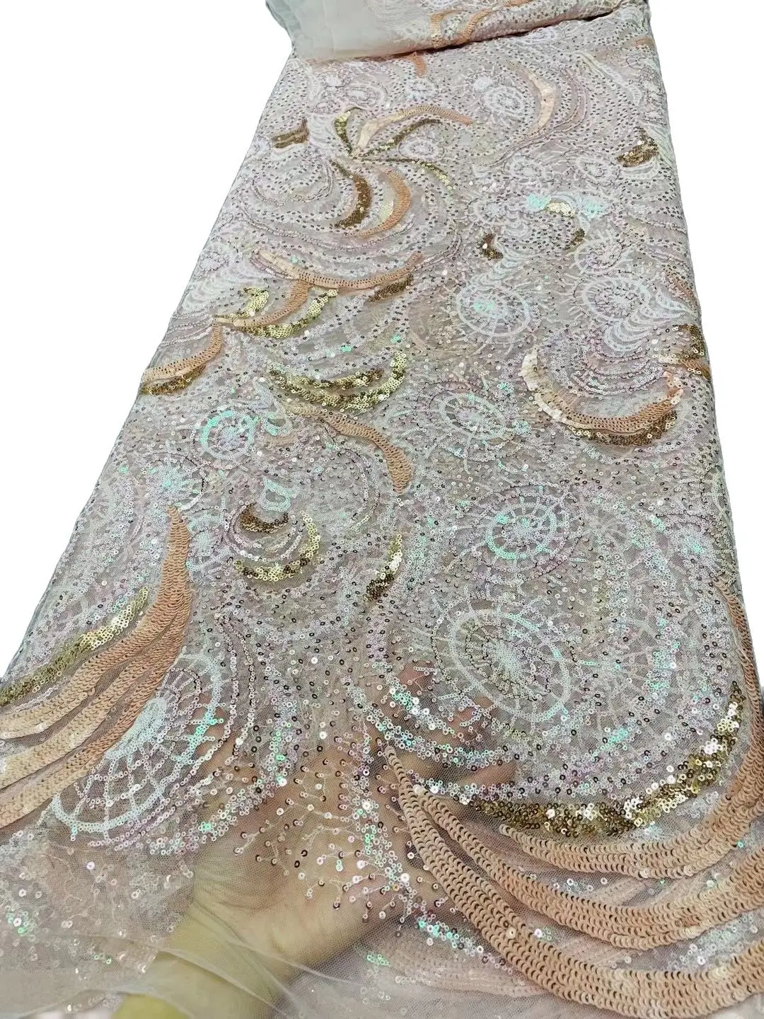 

Французская мода, сетчатая африканская ткань 2022, высококачественные кружевные блестки, нигерийский дизайн, мягкое женское платье, свадебно...