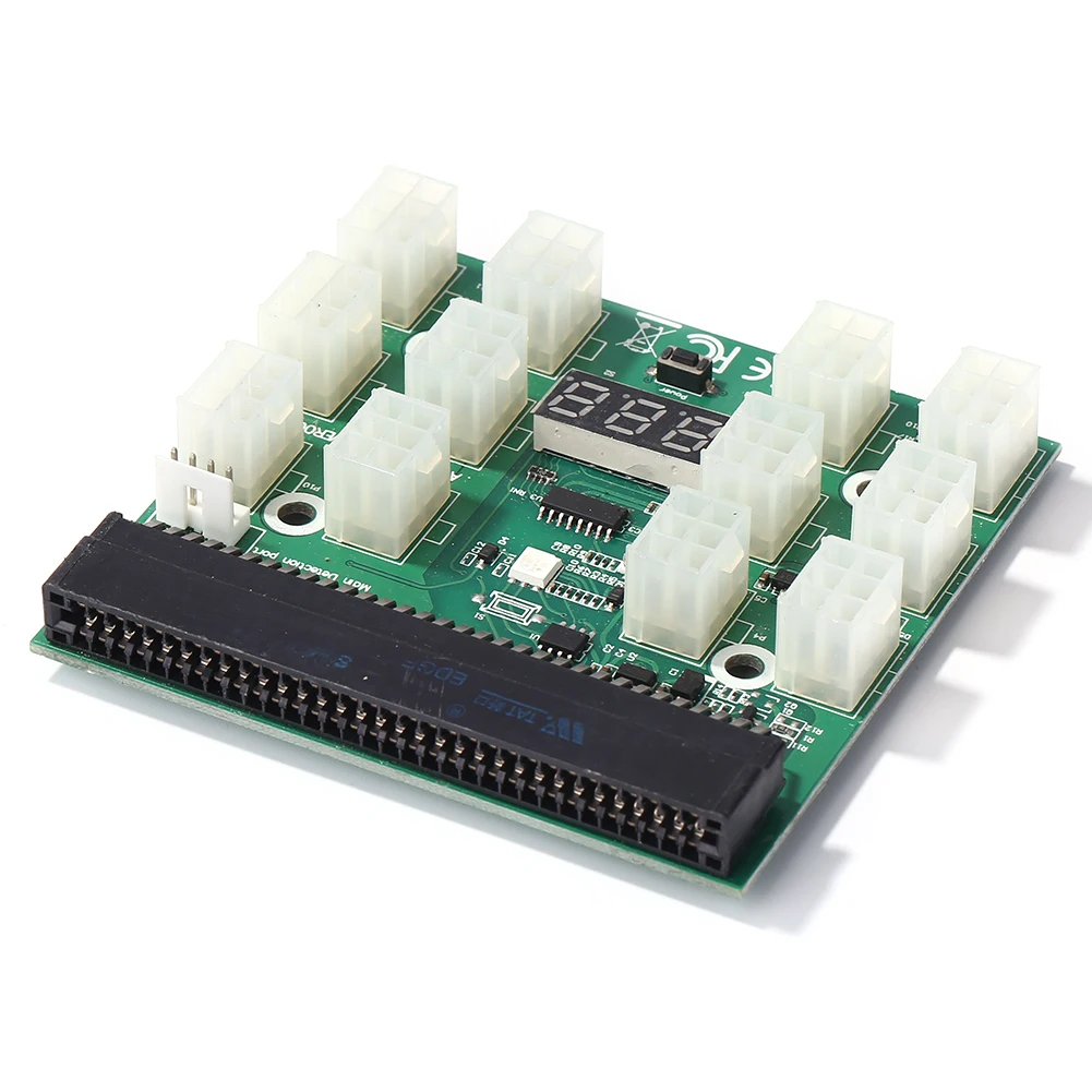 

LED Display 1200W PSU Breakout Board 12 Ports PCIe 6 Pin for DPS-800GB 1200FB UM Extender Card Dual PSU Adapter