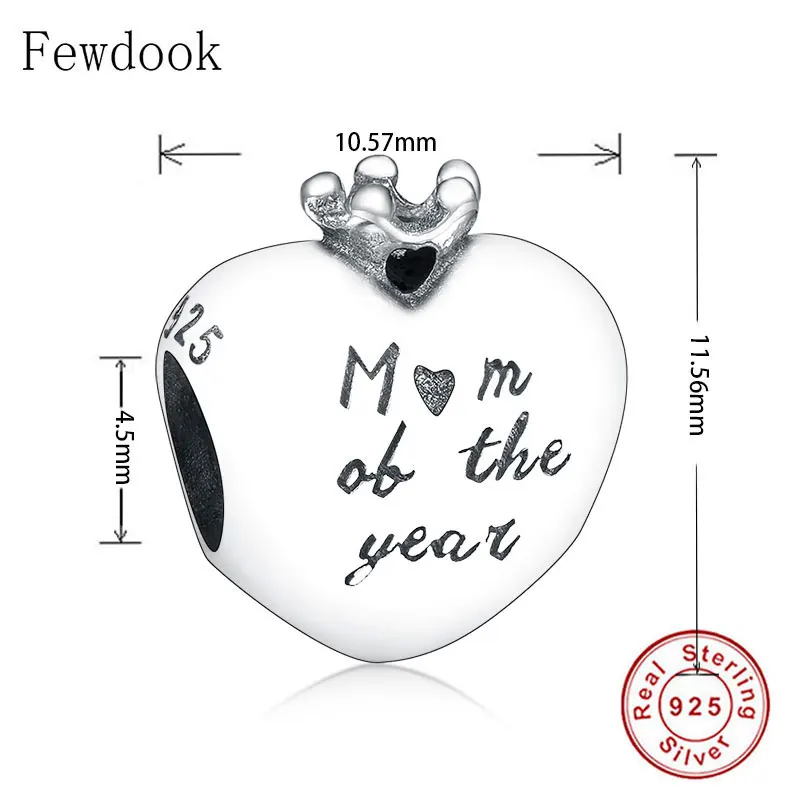 Браслет-Шарм из серебра 925 пробы в форме короны принцессы для мамы и Дня матери