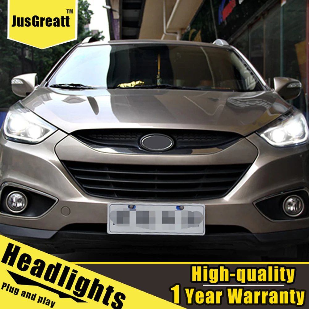 

A Pair For Hyundai ix35 LED Headlights 2013-2016 HID Head Lamps Bi Xenon Beam Fog Daytime Running Lights Double lens