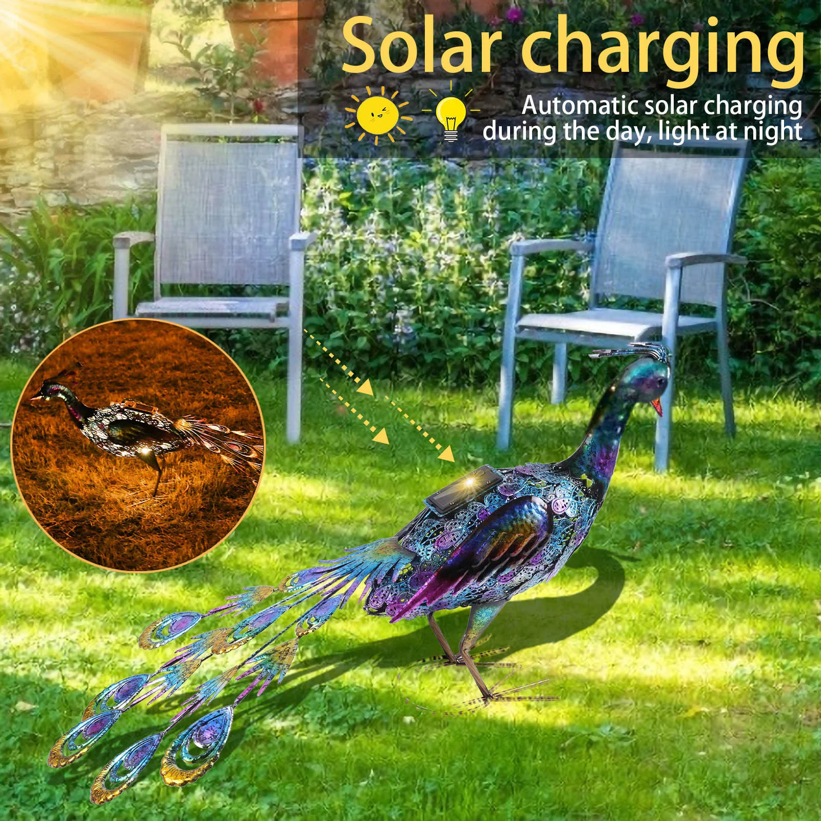 

Garden Solar Lights Stakechinly Metal Peacock Decor Solar Garden Lights Solar Peacock Stake For Outdoor Peacock Solar Stake