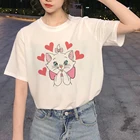 Женская футболка с изображением мультяшного кота Мари, Повседневная футболка с коротким рукавом и изображением аристокотов, одежда в стиле ольччан, винтажная женская футболка в стиле Харадзюку