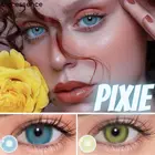 2 шт.пара цветных контактных линз по рецепту, серия зеленых Пикси для близорукости, ежегодная косметика для глаз, био-эссенция