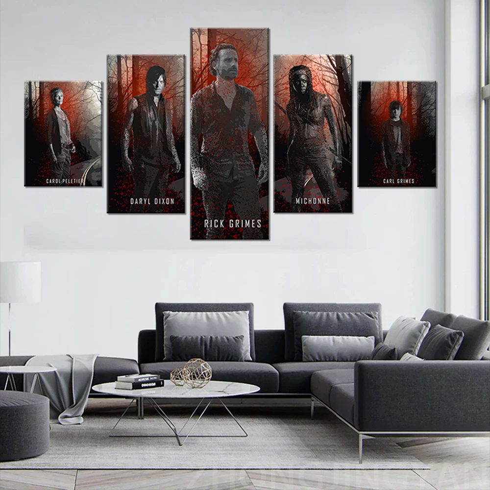 5 шт. абстрактная живопись маслом по мотивам фильма зомби Ходячие мертвецы плакат