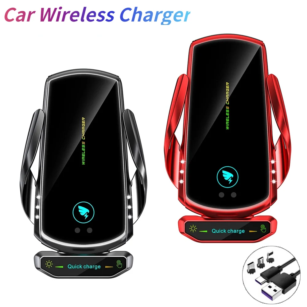 

15W Qi Fast Charging Wireless Chargers Automatic Infrared Sensor Holder Car Wireless Charger for IPhone13 12 Samsung S20 Note10