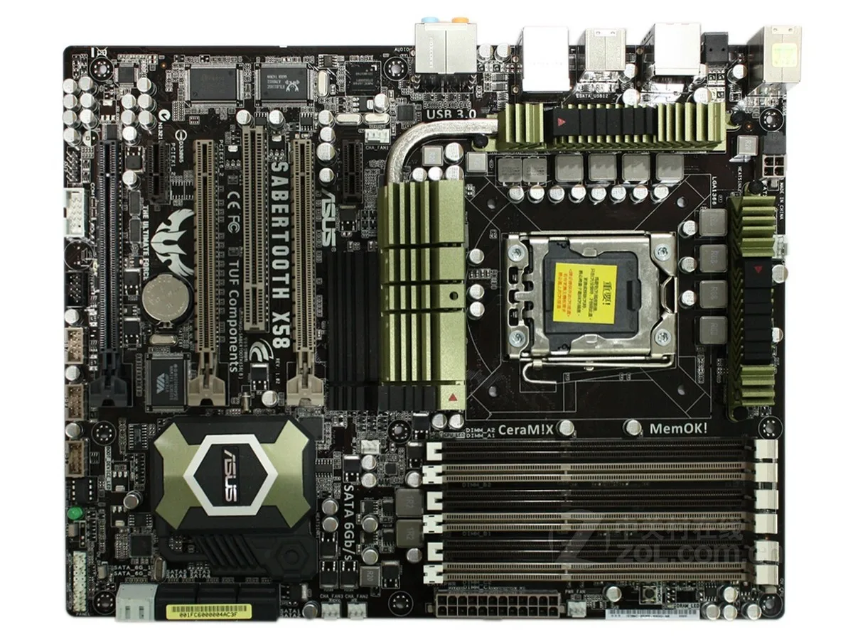 Original ASUS SaberTooth X58 1866Mhz 1600 6 x DDR3 LGA 1366 Motherboard ATX 24GB PCI-E X16 Desktop Computer Mainboard Plate Used