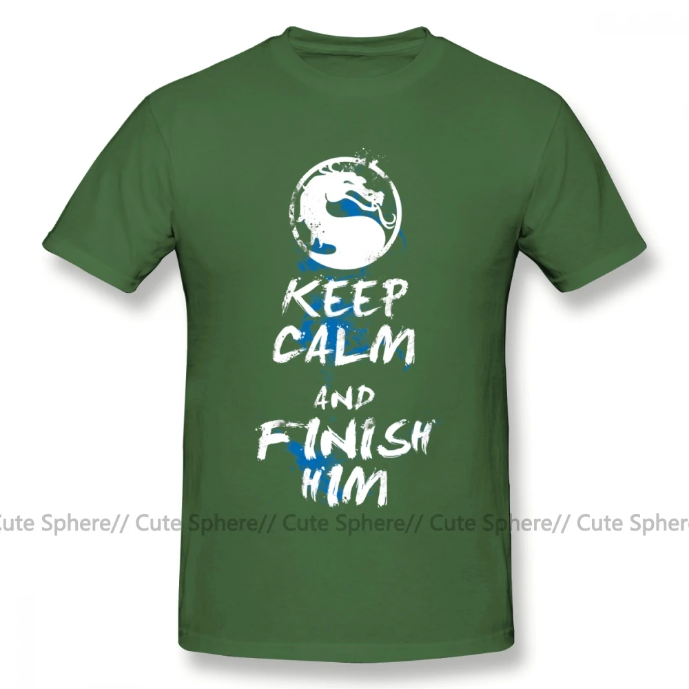 Mortal Kombat, Футболка Keep Calm, потрясающая уличная футболка, 100 хлопок, большие размеры, короткий рукав, Мужская футболка с принтом - Цвет: Army Green