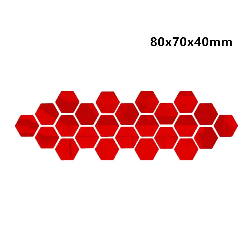 80x70x40mm Red 12 шт./компл. многоцветный 3D наклейки на стену с шестигранной головкой зеркало DIY домашний Декор зеркало наклейки для украшения Искусство украшения стены наклейки 7 - Цвет: 80x70x40mm Red
