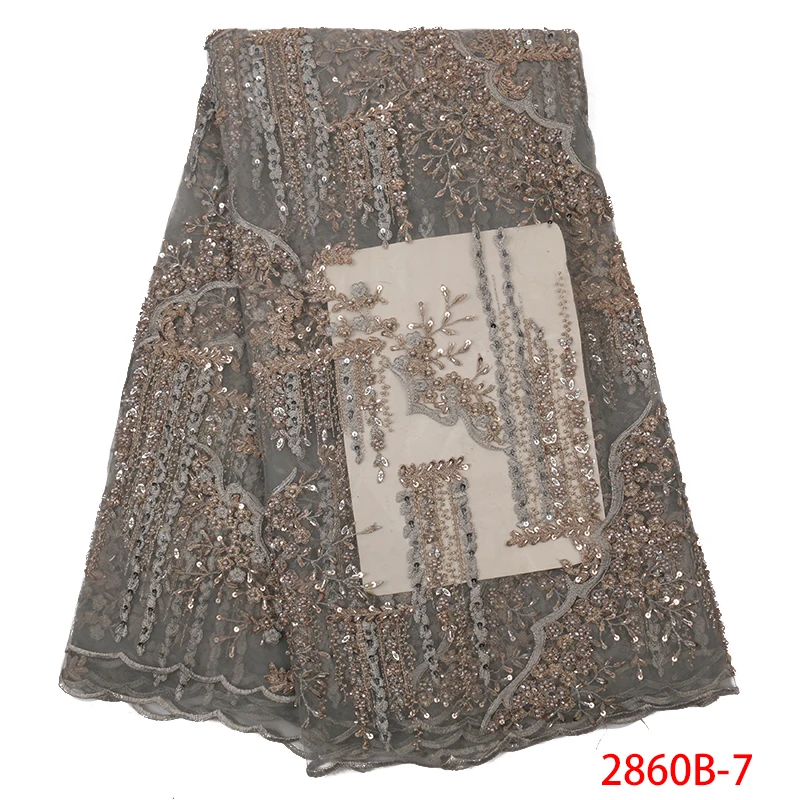 High Quality French Handmade Beaded Lace 2019 Latest African Tulle Pearl with Sequins for Aso ebi AMY2860B-1 | Дом и сад