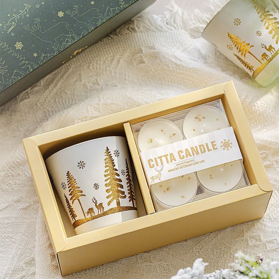 

Рождественская Ароматизированная свеча со звездами, Подарочная коробка, подарочный набор для ароматерапии на Рождество, 1 шт., 50 г, Свеча из ...