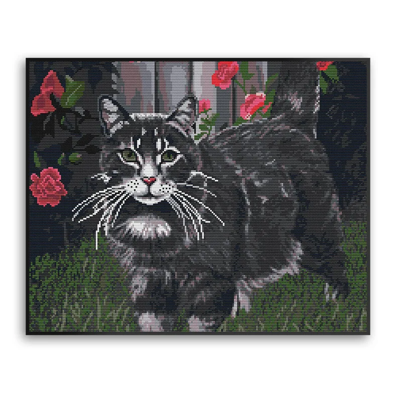 

Cut Cat Thread Cross-Stitch Kits DIY Embroidery Needlework for Home Living Room Decorative Paintings DA353