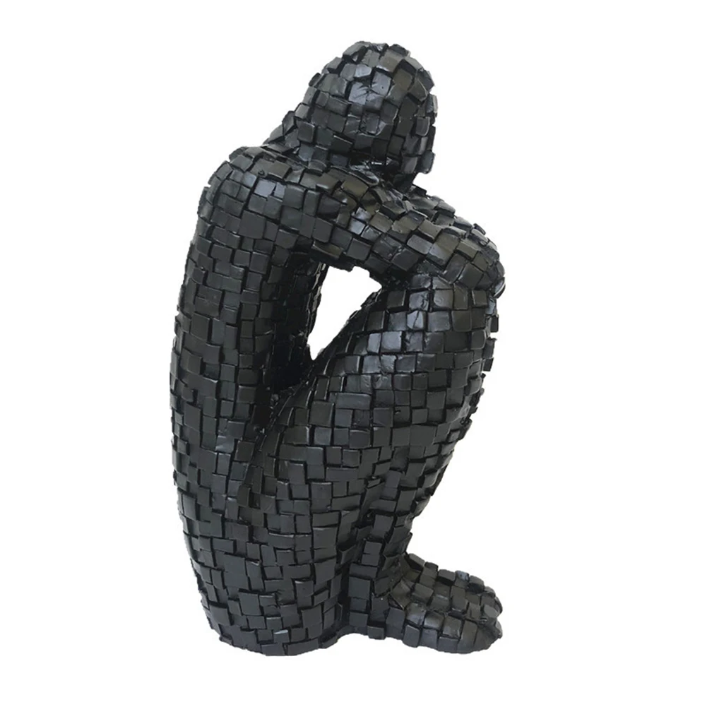 

Hot Mosaic Human Shaped Sculpture Black White Sculpture Resin Sculpture Ornaments for Home Living Room Decoration