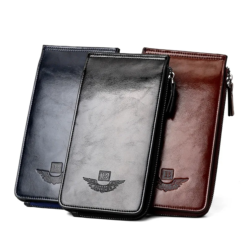 Модный кожаный держатель для карт с восковым маслом мужские кошельки Длинный