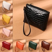 new mini womens wallet crocodile pattern short zipper wrist small coin bag fashion pu leather ladies card holder coin purse