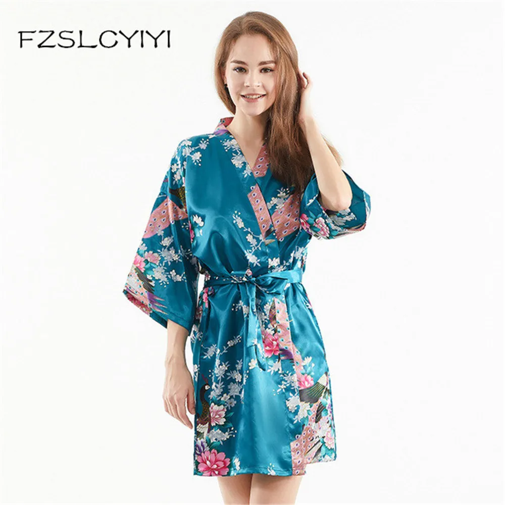 FZSLCYIYI-Bata de boda para mujer, Kimono con estampado de flores, camisón de Geisha corto y Sexy, ropa de dormir XXXL