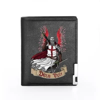 cool knights templar deus unit printing wallet leather purse for men credit card holder short male slim coin money bags
