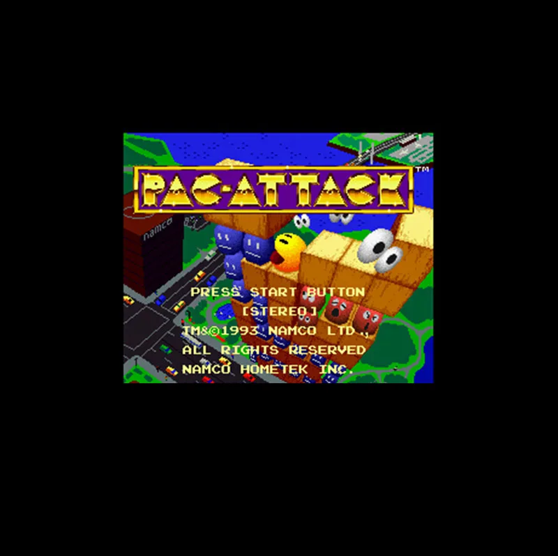 

16-битная большая серая игровая карта Pac-Attack для игроков NTSC, американская версия