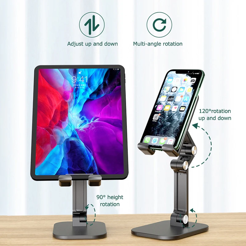 foldable desk mobile phone holder stand for iphone ipad pro tablet flexible metal table desktop adjustable cell smartphone stand free global shipping