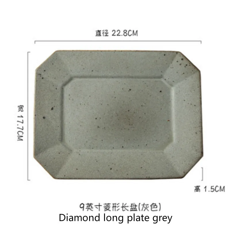 Diamond disk Gray FANTERCY Японский ретро тонкий керамический креативный Западный простой блюдо для стейков домашний Ретро Круглый Салатница посуда и тарелки наборы - Цвет: Diamond disk Gray