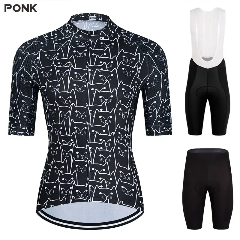 

2021 Quick Dry Men White Cartoon Cat Cycling Jersey Spring Anti-Pilling Eco-Friendly Bike Clothing Road Team Bicycle Wear Shirts