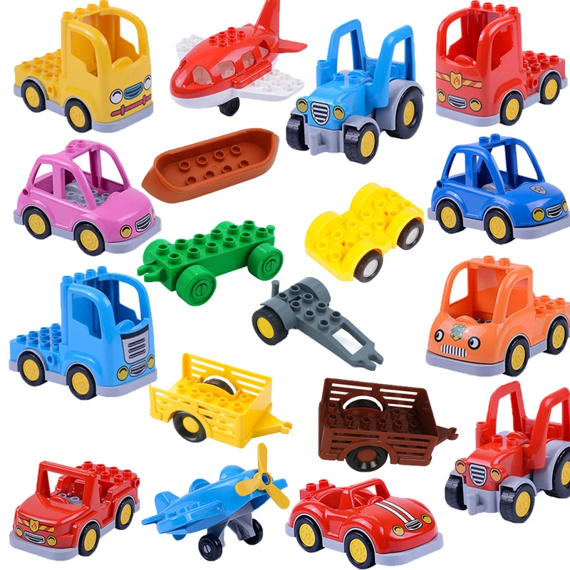 

City Car Truck Plane Big Size Building Block Diy Bricks Compatible Brand Toys For Children Kids Friends Boys Educational Gift