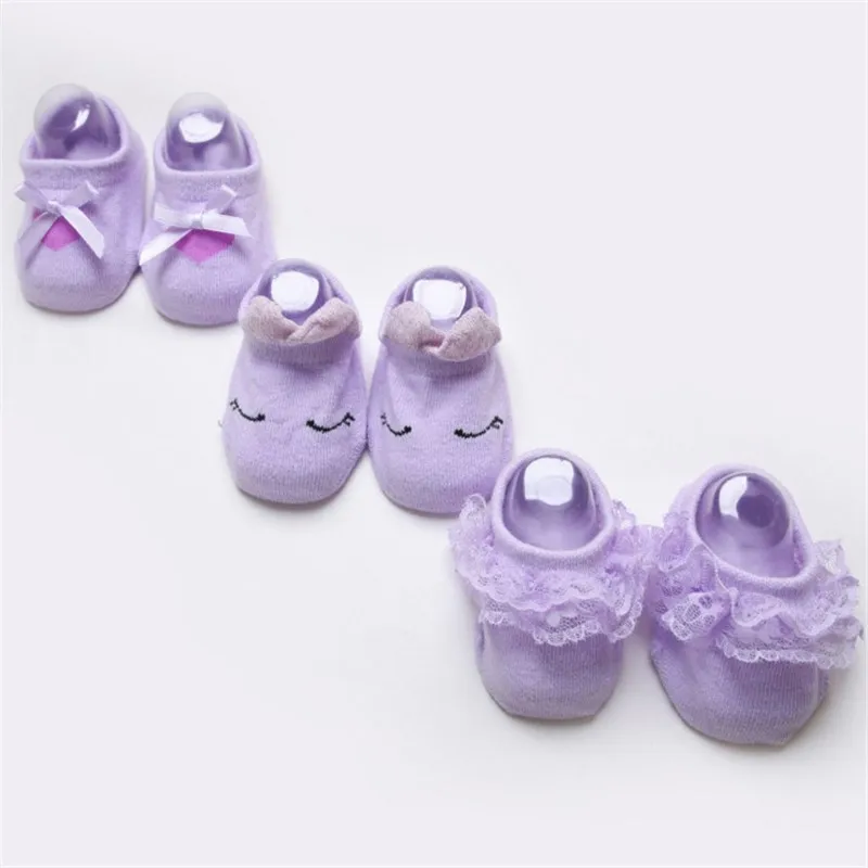 3 пары/Лот кружевные носки для новорожденных с цветочным рисунком хлопковые