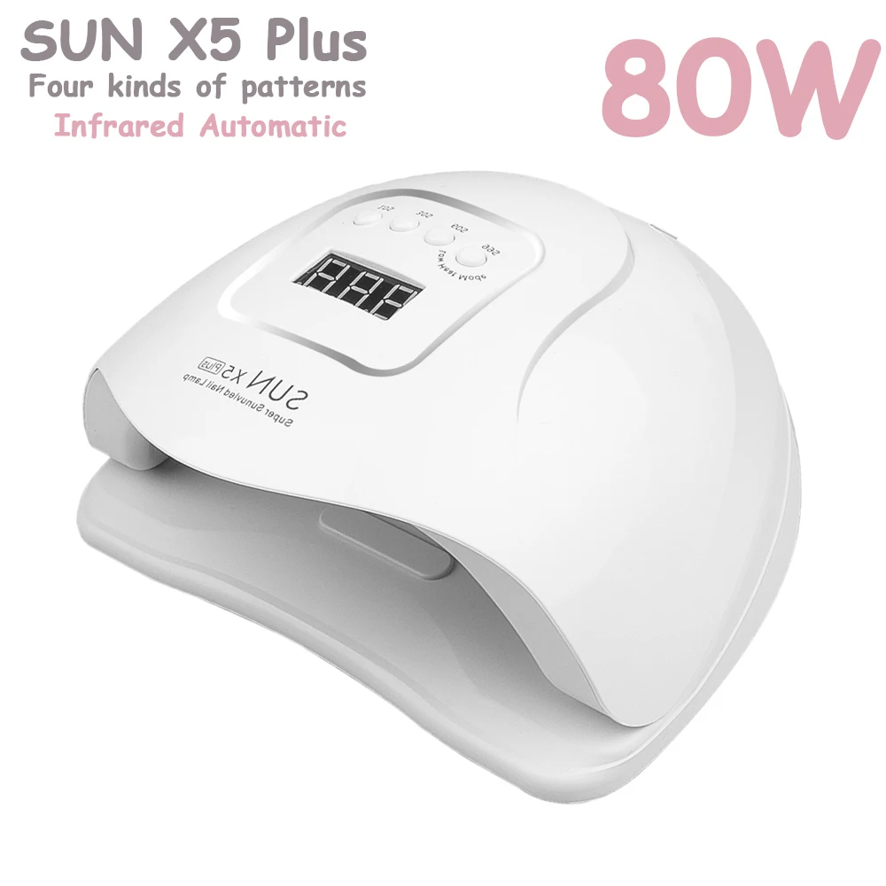 УФ светодиодный светильник SUN 5X Plus для сушки ногтей 80 Вт цифровой дисплей