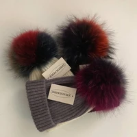 casual real fox fur mink pompoms 15cm skullies beanies hats for women girl winter wool warm skullies beanies hats 2019 new caps
