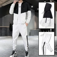 hip hop military men tracksuit hooded jacketharem pant patchwork 2pc set for men fashion 2022 new mens sportswear suits