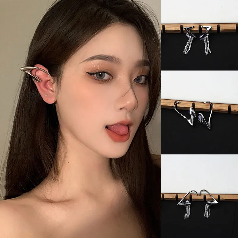 

All-matched Temperament Ear Clips Creative Unique Irregular Ear Bone Clips Popular Fashionable Tassel Earrings Beautiful Jewelry