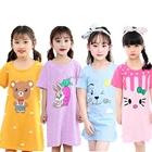 Летняя короткая Пижама с животными, мультяшное платье, Детская ночная рубашка для девочек от 2 до 14 лет, ночная рубашка, одежда для сна для детей