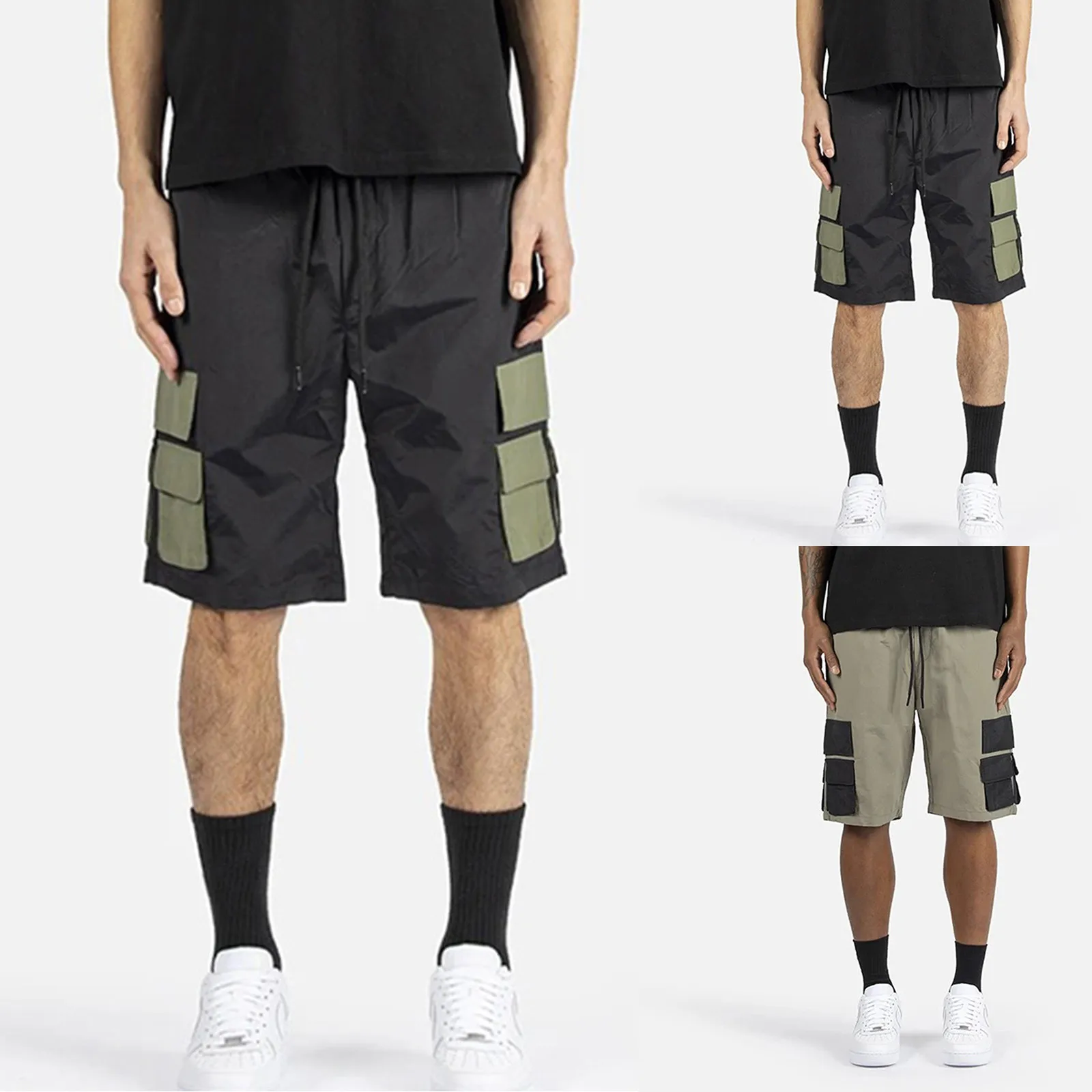 

2021 New Men's Summer Leisure Shorts Outdoor Lace-up Overalls Pants Cropped Pants Shorts Pants High Quality Simple Daily Shorts