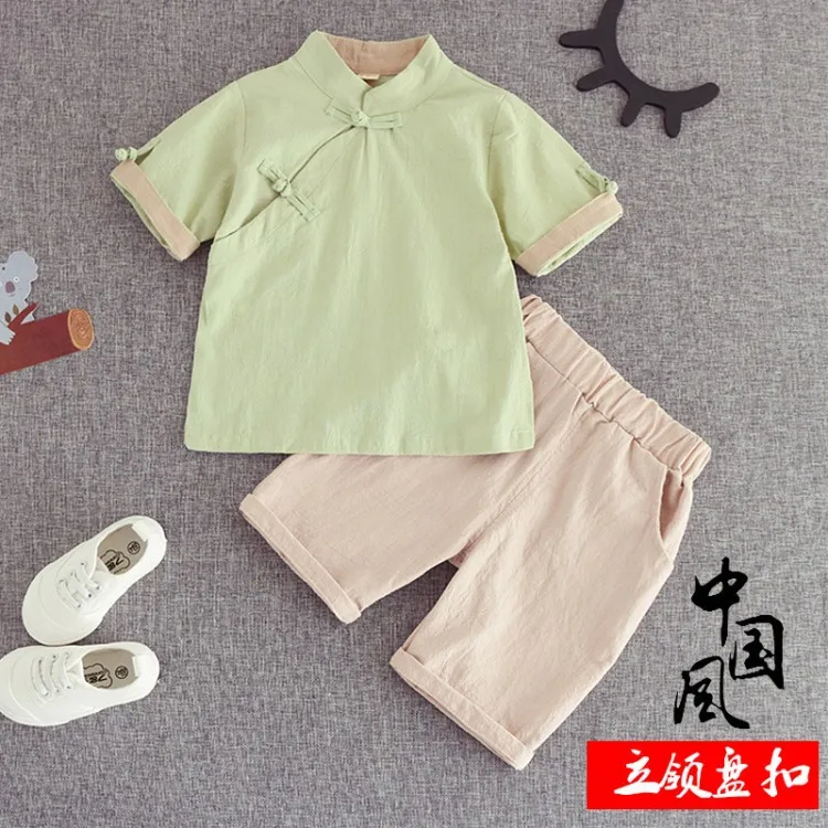 

Boy Clothes Sets Kids Clothes Suit Chinese Style Baby Summer 2 Pcs Sets T-shirt Shorts Toddler Boys Clothing 2-10Y Children