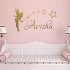 Виниловая наклейка на стену с изображением феи, звезд на заказ, для девочек, для детской комнаты, B509